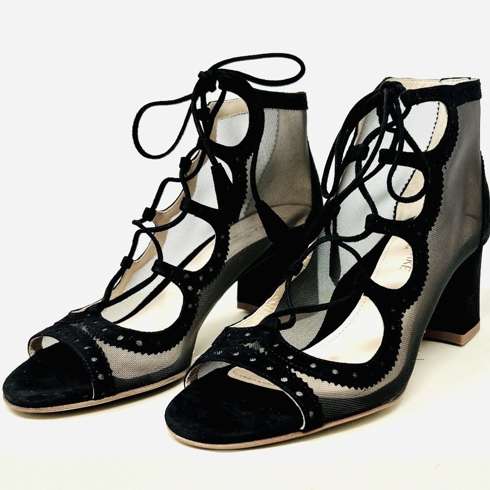 Marion Parke Toscana Brooke Black Mesh Suede Shootie Booties Women's Shoes - New